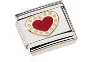 Nomination Composable 030283/04 Women's Charm Love Heart 18 K Gold with Beads Stainless Steel Partially Gold-Plated Enamel, Enamel