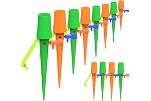 HMM Automatic Plant Watering Device, Self Watering Spike Vacation Plants Drip Irrigation System 12 Pieces, with Anti-tilt Bracket Slow Release Control Valve Switch for Garden, Indoor and Outdoor Plants