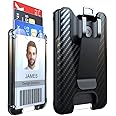 LIUGX Badge Holder/Card Holder/Portable Wallet with Metal Clip - Durable Polycarbonate ID/Credit Card Holder (Holds 1to 4 Cards) for Office, Laborer, Police, Work, Black, Rugged Badge Holder for 4