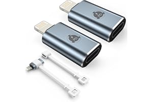 TechMatte USB C to Lightning Adapter, [2 Pack] 27W PD Fast Charging Compatible with iPhone/iPad/iPod/AirPods, Support Data Transfer, Not Support Headphones/OTG, with Anti-Lost Holder