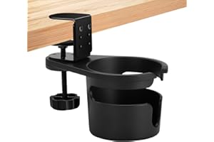 ZLLKEJI Portavasos De Escritorio Soporte Tazas Antiderrames 360° Giratorio Portavasos Ajustable Altura para Mesas (0-63mm Grosor) Soporte Vaso Escritorio para Hogar/Oficina/Gaming