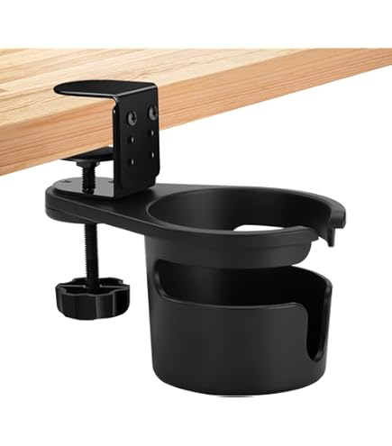 Drinkbekerhouder, clip, creatieve kantoorbekerhouder, bekerhouder, clip, bureau, stoel, randen, bekerhouder, kopje, schoteltje, clipdesign voor water, dranken, limo, koffiemok voor thuis, kantoor (zwart