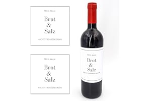 ‎MILABOO MilaBoo® 2er Set Weinaufkleber zur Einweihung I Weinetikett Aufkleber zum Einzug I Sektaufkleber Brot und Salz I personalisierte Flaschenetiketten (Brot & Salz - nicht trinken)