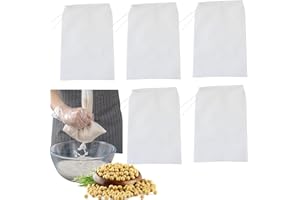 OKAYWORK 5 Bolsas De Tela Reutilizables Para Filtrar Leche Vegetal, Paños de Queso Lavables para Queso, Paños de Filtro, Reutilizables, para Tamizar Zumo, Queso, Té, Leche de Nueces, Tofu