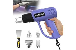 Mefine Heißluftfön mit Schnellaufheizung, stufenlos 60-600°C, Heissluftpistole mit 2 Luftstromstufen & Überhitzungsschutz, 1600W Heißluftfön mit 5 Zubehör für DIY, Schrumpfschläuche