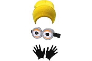 FVCENT Men's Costume Accessory 3 Pcs Costume Accessories Includes Vintage Steampunk Goggles Glasses Yellow Beanie Knit hats Black Gloves