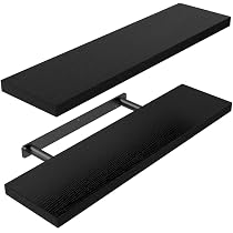 Lot De 3 Étagères Murales WOLTU - Tablettes Flottantes Noir 40x23cm Pour Livres Et Déco