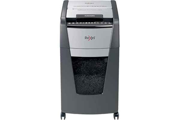 Rexel Auto+ 300X - Destructeur de Documents - Automatique - Coupe Croisée - 300 Feuilles - Jusqu'à 10 Utilisateurs, Corbeille 40L, Noir, 2103250EU