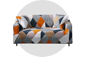 TOMMO Super stretch sofa cover Sofa Covers 1/2/3/4 Seater Sofa ProtectorNon Slip Soft Couch Sofa Cover Washable Furniture Protector Sofa Cover with 1 Pillowcase for Couch Sofa (4 Seater, Grey Rubik's Cube)