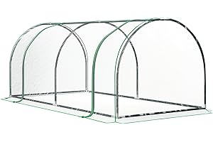 Outsunny Invernadero de Exterior 200x100x80 cm Invernadero de Jardín Tipo Túnel con Marco de Acero y Cubierta de PVC Impermeable para Cultivo de Plantas Tomates Transparente