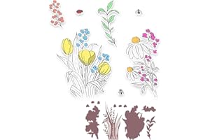 ‎ARUIEYS 2025 Neue Weihnachten Tiere und Blumen Metall Schneiden Sterben Und Stempel Set, Für DIY Kunst Geburtstage Scrapbooking Handwerk Supplies Stamping Fotoalbum (M0854-stempel und Stanzformen Set)