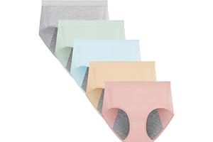 Yintry Bragas de período Menstrual para Mujer, Ropa Interior de algodón a Prueba de Fugas, Calzoncillos Transpirables, Paquete de 5 (Use con Almohadilla o tampón)