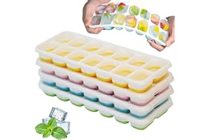 Ram® 4 X Pack Silicone Ice Cube Tray Set of 4 Ice Moulds Freezer Stackable Non Spill Ice Cube Tray Dishwasher Safe BPA Free