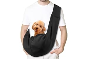 Coolzon Tragetuch Hund Haustier Hundetragebeutel Atmungsaktive Tragetasche Hund für Kleine Hunde Katzen Verstellbare Schultergurt Welpen Umhängetasche Hundetragetasche bis 7kg （Schwarz）