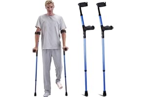 VEVOR Forearm Crutches for Adults, Aluminum Walking Crutches with 11-Level Adjustable Height & 4-Level Upper Cuff, Lightweight Folding Medical Crutches for Leg Injury Surgery Disabled, 1 Pair (350LBS)