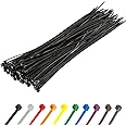 Gocableties Black Cable Ties, 200mm x 4.8mm, Pack of 100, 8" Premium Nylon Zip Ties, Multi-Purpose Plastic Tie Wraps, Secure Self-Locking Mechanism, for Home, Garden, Office and DIY