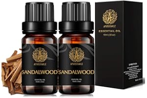 APHROSMILE Zestaw olejków eterycznych do aromaterapii, 100% czyste i terapeutyczne olejki eteryczne z drzewa sandałowego, zestaw zapachowych do dyfuzora, nawilżacza, masażu, 2 x 10 ml, drzewo sandałowe,
