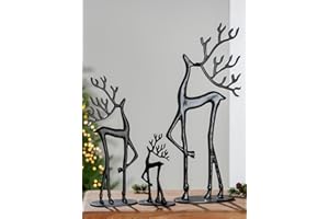 CASABLANCA MODERNES DESIGN Casablanca dekoracyjna figurka rzeźba renifer z aluminium - czarna dekoracja adwentowa XL - wysokość 37,5 cm