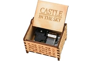 YOUTANG Caja de música Castle in The Sky con mecanismo de cuerda de 18 notas, caja de música de madera grabada, para jugar contigo, color marrón