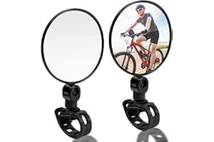 HQdeal Bike Rear View Mirror,1 Pair 360°Adjustable Handlebar and Rotatable Convex mirror,Wide Angle Convex Mirror for Road Bike,Mountain Bike, Electric Bicycle