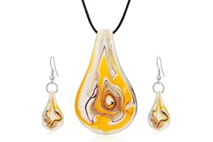 Aituo Murano Inspired Design Personality Spiral Tornado Style Coloured Glaze Necklace Earrings Set