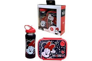 CARTOON Disney Minnie Mouse - Juego de 2 fiambreras de aluminio con boquilla plegable y fiambrera