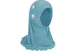 FakeFace Pañuelo para la cabeza para niñas, musulmán hijab musulmán para niña, bufanda con flores Arabia, gorra islámica, ropa, bufanda, verano, turbante elástico, velo facial