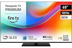 Panasonic Premium TV-65W85BEZ, Série W85B, 65 Pouces, 4K Ultra HD QLED Smart TV, 2025, 120Hz, Fire TV, Dolby Vision & Atmos, Mode Game Extreme, Controle Vocal Alexa, Support Apple, Bluetooth, Noir
