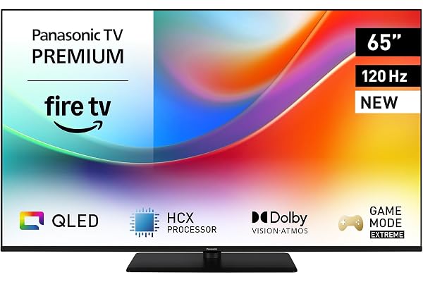 Panasonic Premium TV-65W85BEZ, Série W85B, 65 Pouces, 4K Ultra HD QLED Smart TV, 2025, 120Hz, Fire TV, Dolby Vision & Atmos, Mode Game Extreme, Controle Vocal Alexa, Support Apple, Bluetooth, Noir