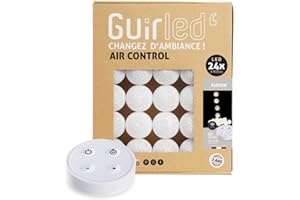 GuirLED - Łańcuch świetlny LED z bawełnianymi kulami USB – bezprzewodowy pilot zdalnego sterowania – lampka nocna dla dziecka 2 h – podwójny zasilacz USB 2 A w zestawie – 4 intensywności – 24 kule 2,4