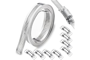 SHSMPXOY Hose Clamp 3M Hose Clips +8 Stronger Fasteners Large Adjustable Jubilee Clips Assorted Gear Band Hose Clamps Screw Clamps Duct Pipe Metal Clamp Strapping for Pipe Plumbing Tube and Fuel Line