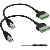 SEASJHBAY 2Pcs RJ45 Connector Screw Terminal 8P8C Male to 8 Pin Female, Cable 30cm, RJ45 Ethernet Connectors Cat5 Cat5e Cat6