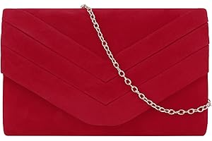 MEGAUK Damen Clutch Elegante Abendtasche Wildleder Handtasche Envelope Tasche Unterarmtasche mit Kette für Hochzeit Wedding Prom Party