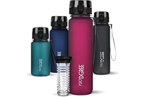 ‎720°DGREE 720°DGREE Trinkflasche “uberBottle“ 350ml, 500ml, 650ml, 1l softTouch +Früchtebehälter - Auslaufsicher, BPA-Frei - Schmale Wasserflasche für Kinder, Schule, Sport, Fahrrad, Gym, Fitness, Outdoor