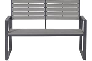 GMD Living Aluminium Gartenbank Detroit, Parkbank, Sitzbank mit Armlehnen und Rückenlehne, 122 cm in grau