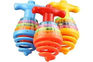 LICHENGTAI Flashing Spinning Toy, LED Rotating Gyro Toy with Music Peg-top, Light Up Led Spinning Toy Gift For Kids Boy Girls, Random Color