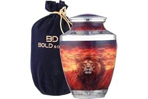 BOLD & DIVINE Urna de cremación con Textura de mármol marrón | Urna Conmemorativa de Cenizas humanas para Adultos, urnas de cremación funeraria, urnas de cremación funeraria | 200 Pulgadas cúbicas