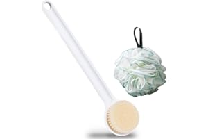 MPXEAVG 2 Pcs Cepillo Ducha, Cepillo Espalda Ducha, Cepillo de Ducha con Mango Largo, Cepillo de Ducha para Espalda, con Esponja Ducha, Cepillo Exfoliante Corporal, Cepillo Ducha Espalda, Esponja de Ducha