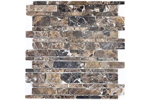 CONWIRE Carrelage mosaïque en marbre naturel beige - Brickmosaïque Castanao pour sol, mur, salle de bain, toilettes, cuisine, miroir, revêtement, baignoire