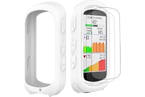 Buoluoioir Coque en Silicone + 2 Films pour Garmin Edge 1050, Film de Protection Écran en Verre Flexible Haute Transparence Accessoire Compteur GPS Vélo pour Garmin Edge 1050, Blanc