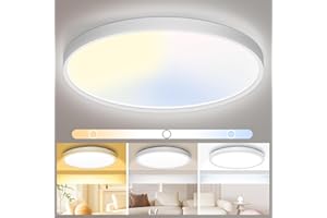 Aurorast 20W 2400LM LED Ceiling Lights,3000k/4000k/6000k, IP44 Waterproof Bathroom Light, Ultra Thin Round Flush Ceiling Light for Bedroom, Kitchen, Living Room, Hallway, Office