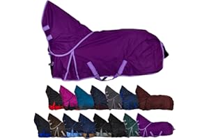 RL24 - Weidedecke Full Neck Basicline 600D Polarfleecefutter – als Regendecke & Übergangsdecke – wasserdichte Outdoordecke mit Kreuzbegurtung – Pferdedecke in Lila – Größe 125cm