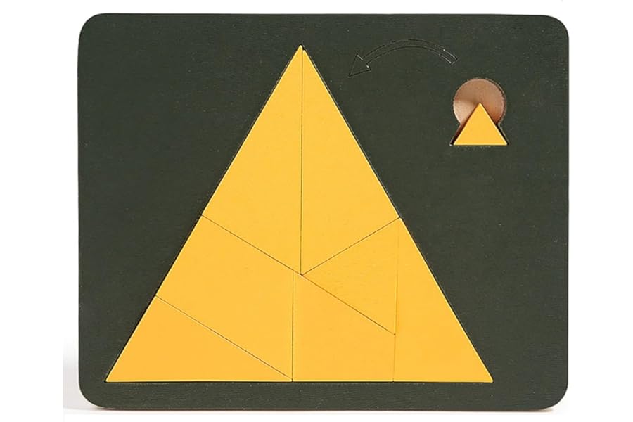 MEKLITRZ Triangle Puzzle, Solving The Wooden Block Puzzles Challenge, Irregular Wooden Puzzle, Disappearing Square, Brain Teaser Puzzles Game(Triangle)