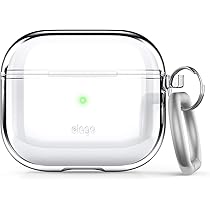 Elago Coque Transparente Compatible Avec Samsung Galaxy Buds 3 & 3 Pro & 3 FE, Coque Clair Avec Mousqueton, Housse En TPU Premium, Charge Sans Fil, Accessoires Pour Écouteurs