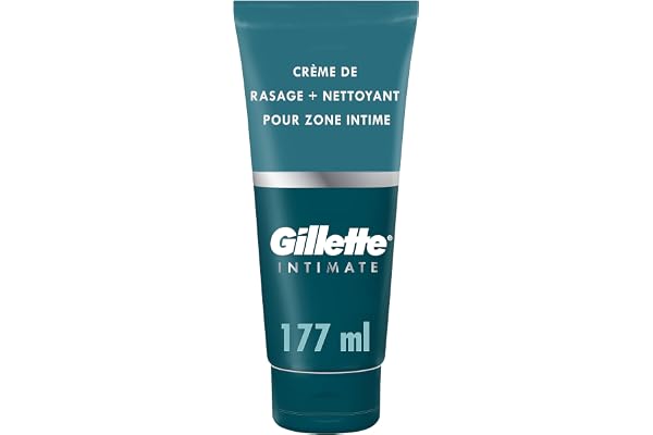 Gillette Intimate Pour Homme Crème De Rasage Et Nettoyant Pour Zone Intime 2-En-1 Pour La Bonne Hygiène Intime, Contre Irritations Dues Au Rasage Des Poils Pubiens, Testé Dermatologiquement, 177ml