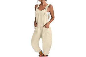 GENERIC Salopettes Femme Été Salopette Décontractée Combinaison Ample sans Manches Jumpsuit Imprimé Grande Taille Jambe Large Imprimé Fantaisie Grandes Tailles Modern Voyage Airness Jumpsuit Femme