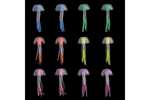FOSDICK 12 Pcs Méduse Artificielle, Decoration Aquarium Lumineuse, Flottant Méduse Silicone, Deco Aquarium, Decor Aquarium, Méduses Artificielles Ornement, Décoration d'Aquarium Coloré