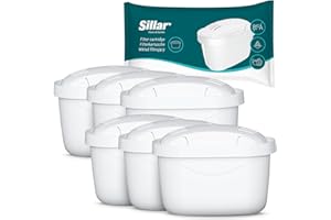 Sillar Cartuccia Filtrante per Acqua Compatibile con Brita Maxtra - Filtro con Carbone Attivo e Resina a Scambio Ionico, Cartucce Filtranti per Acqua – 6 Pezzi