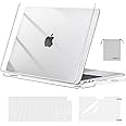 MOSISO Compatible with MacBook Air 13 inch Case 2025-2022 M4 A3240 M3 A3113 M2 A2681 Touch ID,Plastic Case&Keyboard Cover&Screen Film&Pouch Compatible with MacBook Air 13.6 inch Case, Crystal Clear