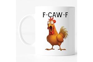 Custom Moments F-Caw-F Funny Chicken Mug 11oz – Screaming Rooster Meme Cup, Crazy Hen Coffee Mug, Farm Animal Humor Gift for Friends, Party Lovers & Coworkers